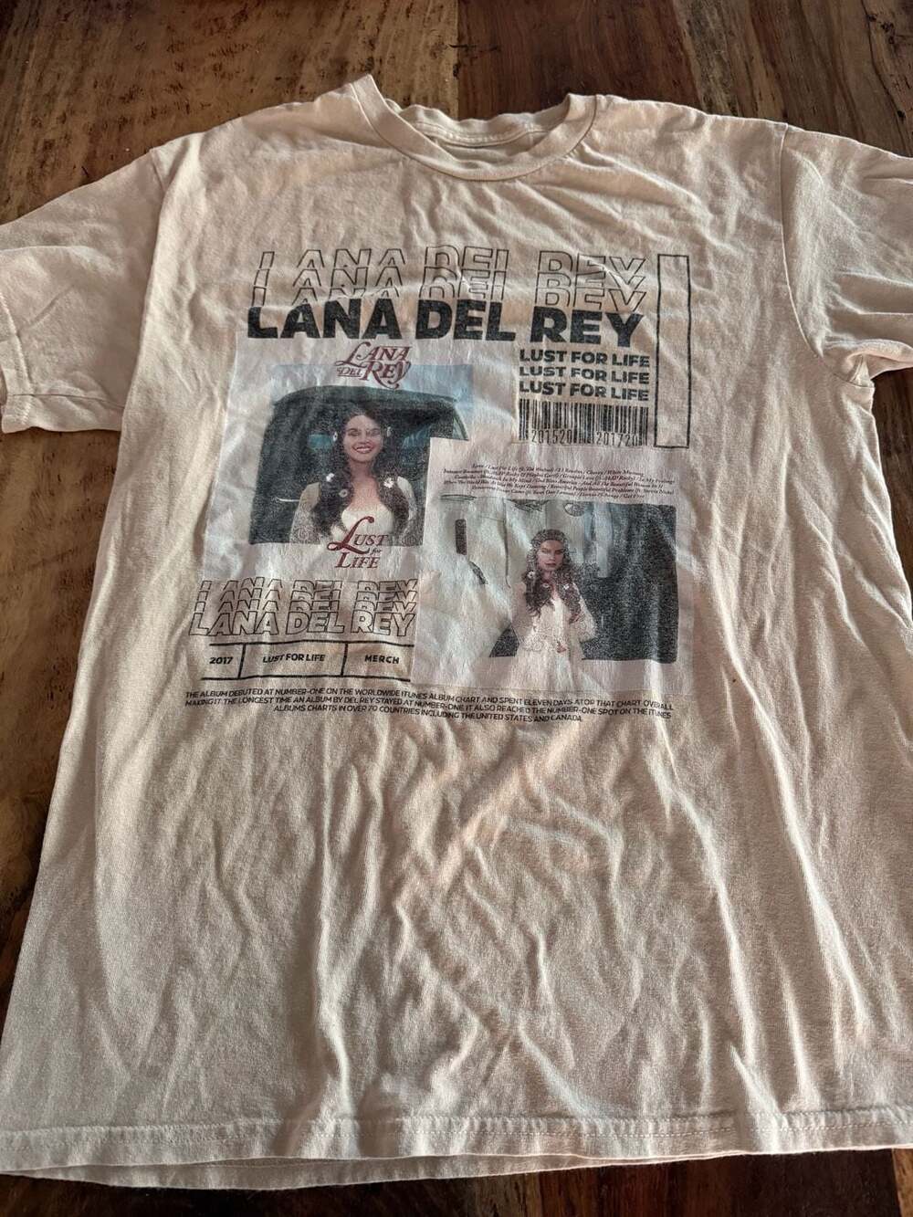 Lana Del Rey Lust For Life Album T-Shirt Cream Graphic Merch